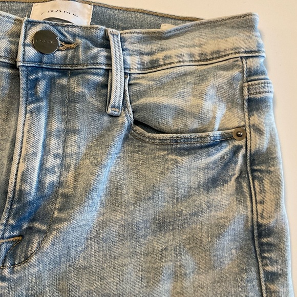 Frame High Rise Blue Denim Flare Raw Edge Leg Jeans with Stretch, Size 27 - Picture 3 of 16